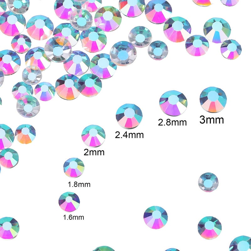Bememo 3456 Pcs Crystals Diamond Rhinestones AB Clear Flat Back Round Gems Flatback Glass Mixed Size Crystals Gems for Crafts Clothes Shoes Makeup Bags Decor, 6 Sizes(Clear) - Image 5